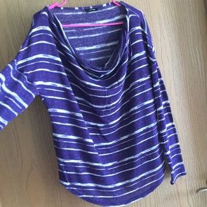 Purple blouse w/white stripes